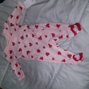 Heart Long Sleeve Pink and Red Onesie 3M